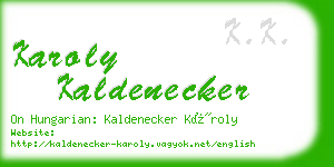 karoly kaldenecker business card